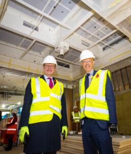 Greg Clark, MP for Tunbridge Wells and Miles Scott, Chief Executive in the operating theatre of the new Kent and Medway Orthopaedic Centre.
